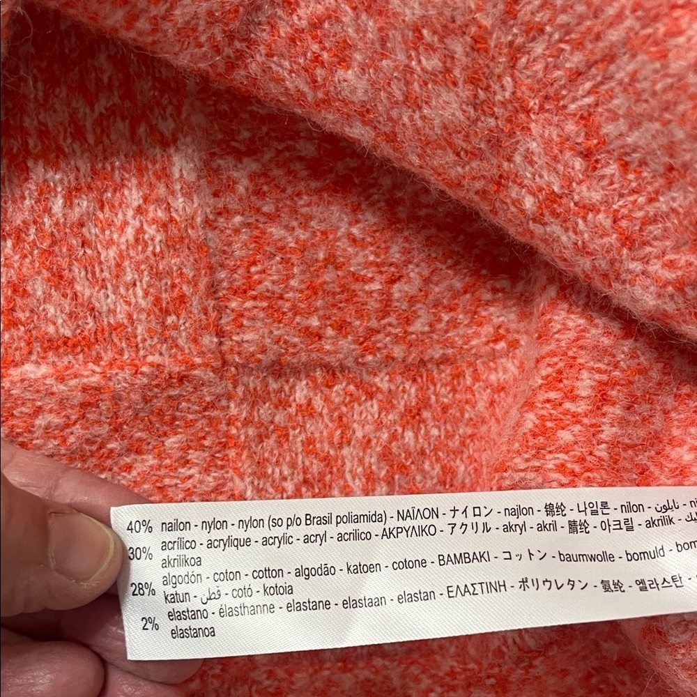 Zara Coral Knit V-Neck Women's Sweater - Picture 7 of 9